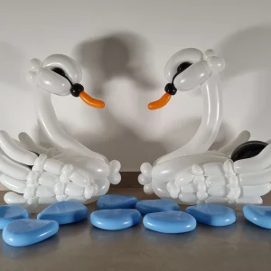 זוג ברבורים רומנטיים מבלונים